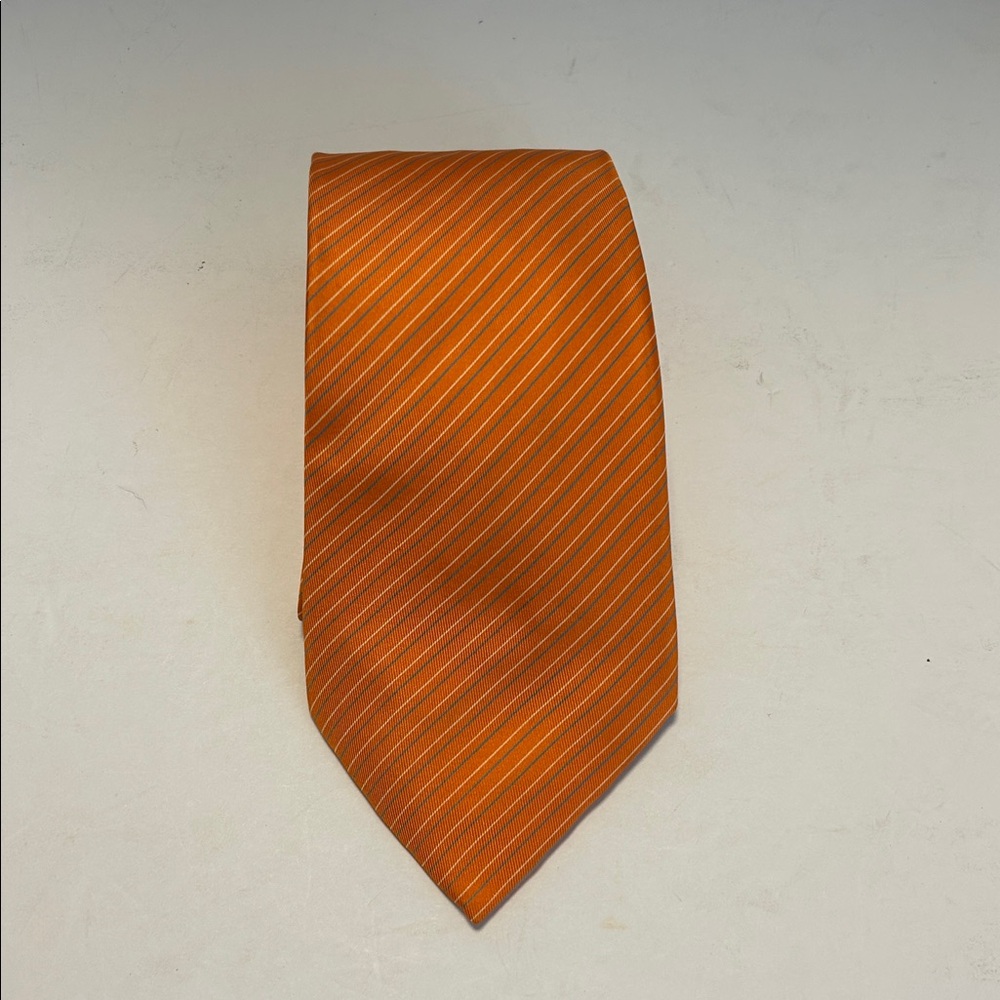 Hermes Orange Striped Tie